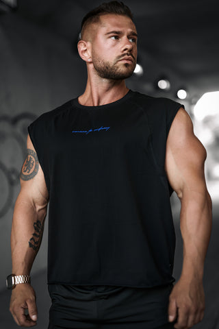 Raglan Sleeveless Muscle Tank - All Black